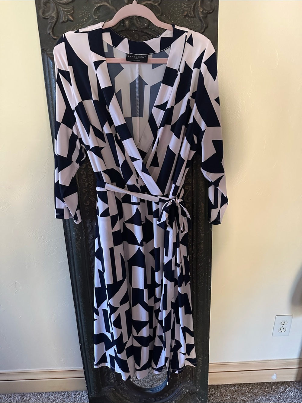 Lane Bryant Navy and pink Geometric Wrap Dress